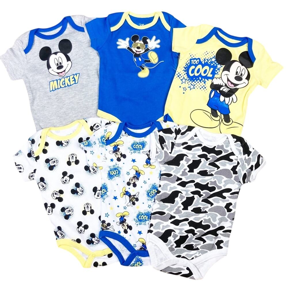 Disney Mickey Mouse Lot of 6 Short Sleeve Onesies